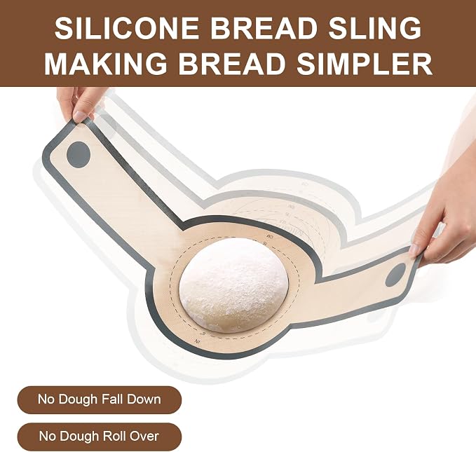 3 PCS Silicone Bread Sling for Dutch Oven Liners, Non Stick & Easy to Clean Silicone Bread Baking Mat with Extra Long Handles, Reusable Round Silicone Baking Mats to Transfer Sourdough Bread