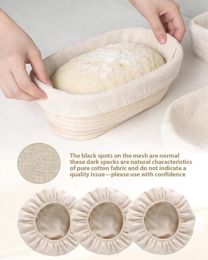 6 Pack Banneton Basket Liner Covers 10 Inch Round Bread Proofing Liners, Reusable Cotton Fabric Cloths for Dough Rising Baking, Home Kitchen Sourdough Proofing Basket Accessories