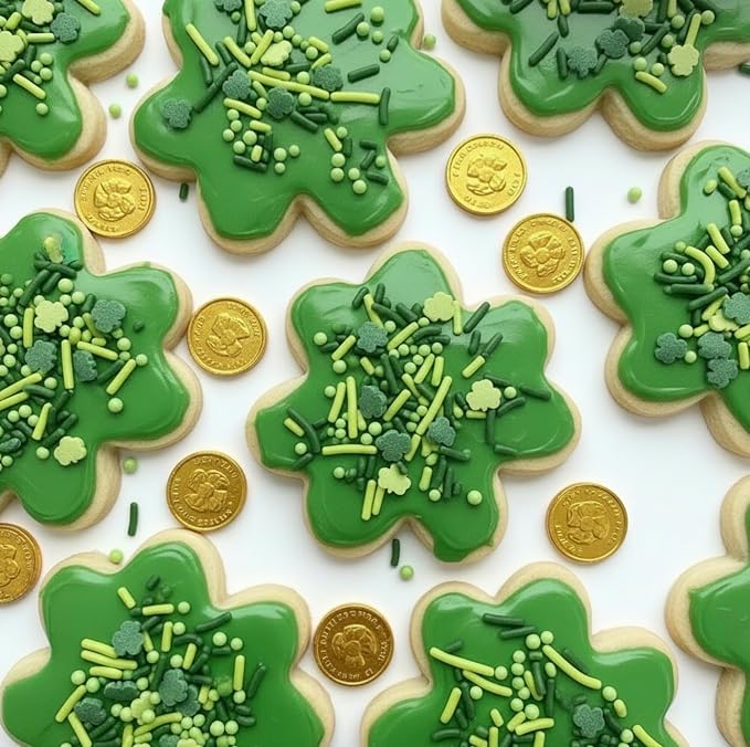 Manvscakes, Shamrock Sprinkles for Baking, Green Cake Decorations, Natural Colors, No Artificial Dyes, St. Patrick’s Day Clover, Nut and Gluten Free, 3oz