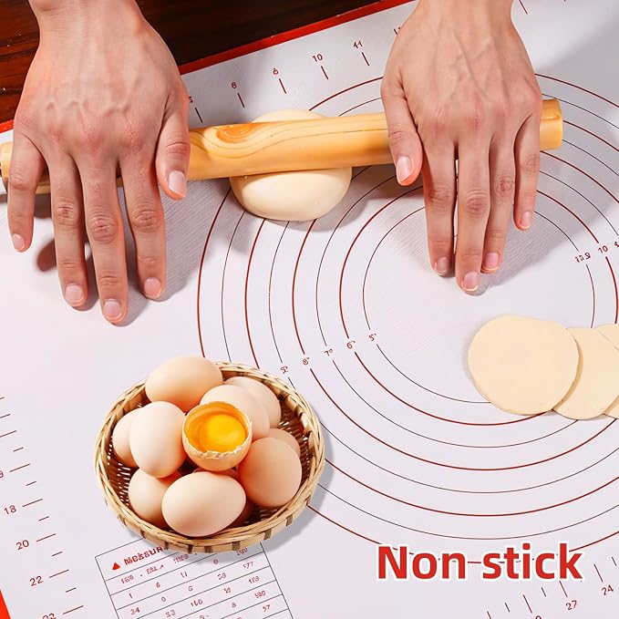 Large Silicone Baking Mat 32 x 24" Red Silicone Pastry Mat for Rolling Out Dough Rolling Mat - Pie Crust Mat Oven Liner with Measurement