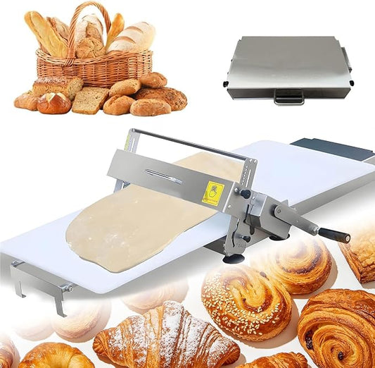 Dough Roller Machine, Dough Sheeter, Manual Folding Pastry Roller Machine, 0-27mm Variable Thickness, with Press Panel, for Croissant Dough, Pizza and Puff Pastry Production