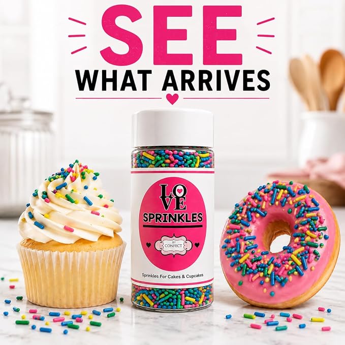 Confect Neon Rainbow Sprinkles Mix | Custom Blend Jimmies for Cake & Cookie Decorating – Edible Multicolor Toppings for Baking | Vegan, Dairy-Free, Palm Oil-Free- 4.2 Oz (Neon Burst)