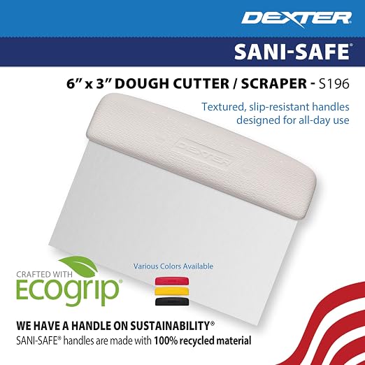 Dexter Russell S196Y Sani-Safe 17303Y Dough Cutter/Scraper, 6" x 3" Stainless Steel Blade with Textured Yellow Polypropylene Handle, Bakery and Pastry Dough Scraper, NSF, Made in USA