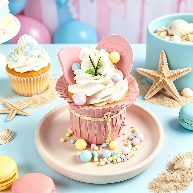 Pastel Sprinkles for Cake Decorating, 11.3oz/320g Edible Pearls Sugar 4 Jars Set for Baking Cupcakes Cookies Ice Cream