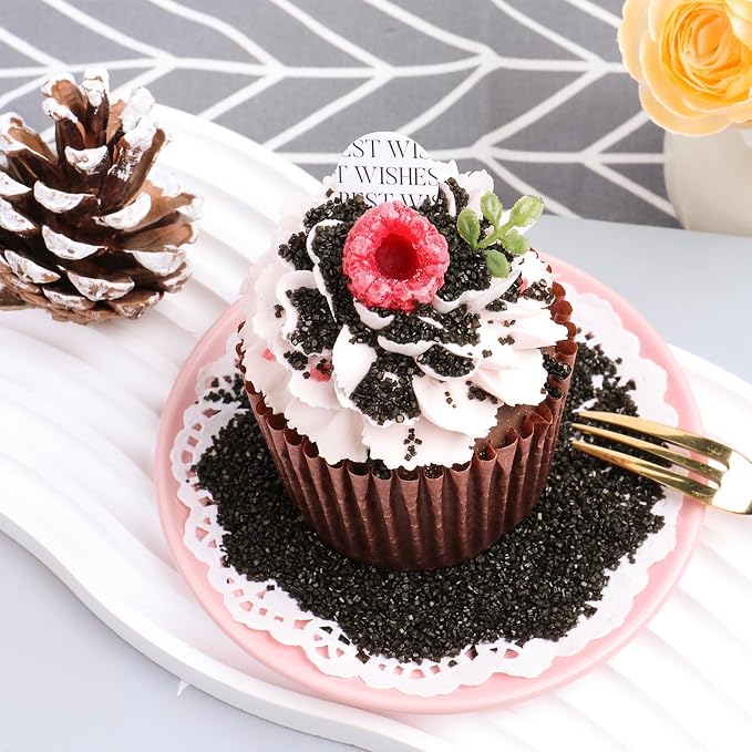 Black Sprinkles Sanding Sugar for Baking, 6.35oz/180g Edible Sparkling Sugar Crystals, Decorating Sugar Sprinkles for Cakes Cupcakes Cookies Ice Cream