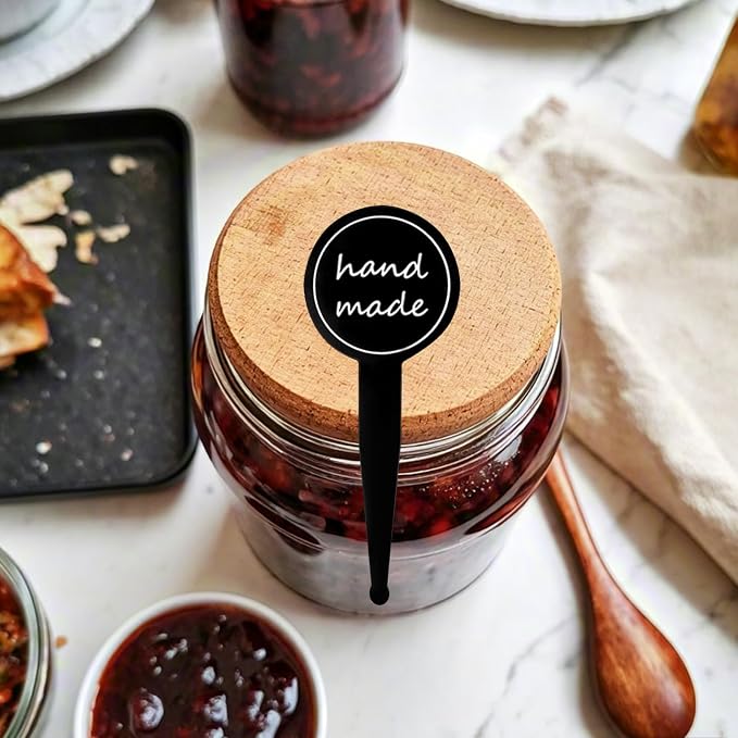 Handmade Stickers for Bakery Packaging 300 Pcs | Black Self-Adhesive Food Labels for Homemade Baking and Tamper-Proof Seals