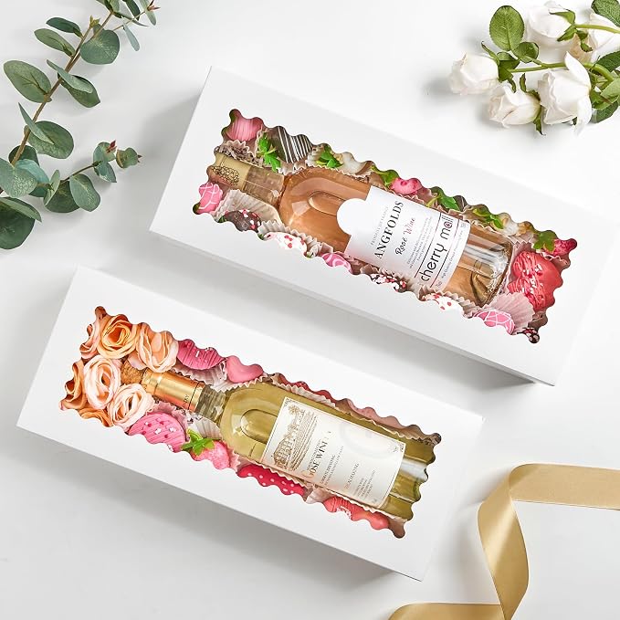 Ocmoiy 20 Pack Cookie Boxes, 16x6.5x2.5 Inch Bakery Boxes with Window, Auto-Popup Treat Box for Chocolate Covered Strawberries, Cocoa Bombs, Donuts, Muffins, Pastries