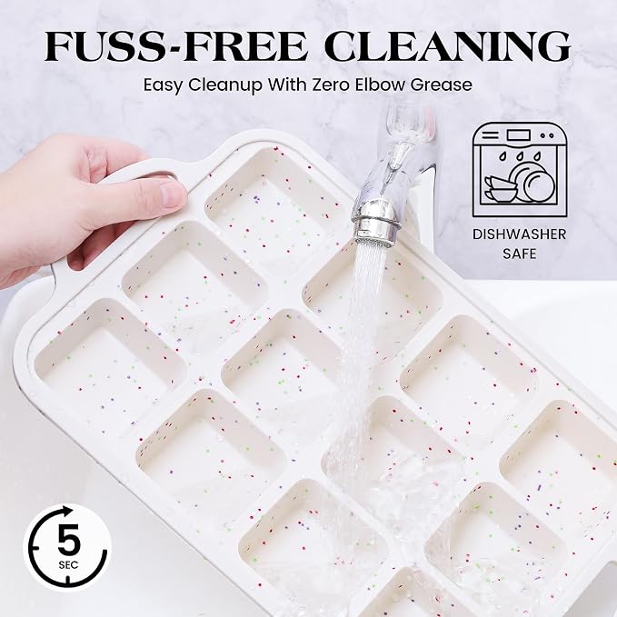 2 Pcs Brownie Pan with Dividers Silicone Nonstick Mini Individual 12 Cup Square Muffin Cupcake Pans with Metal Reinforced Frame(Cream)