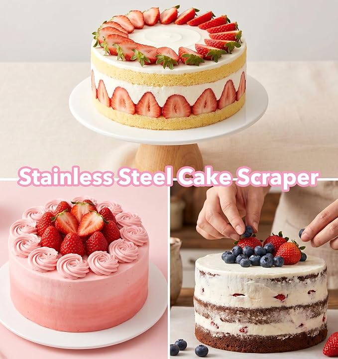 12 Inch Stainless Steel Cake Scraper, Bench Scraper for Cake Decorating | Comb smoother for buttercream frosting, icing scraping tool for cake decorating, baking supplies, professional pastry use