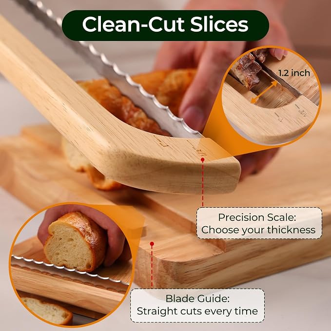Upgrade Bread Bow Knife and Board Set,Sourdough Bread Slicer and Bread Cutting Board with Magnetic Storage,Space-saving,Right & Left Handed,Perfect for Bagels,Homemade,Ideal Baking Gifts for Woman