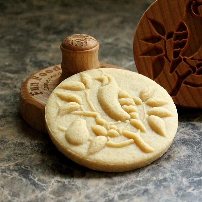 Wood Cookie Stamp, 2.5 Inch (Partridge in a Pear Tree CS-004)