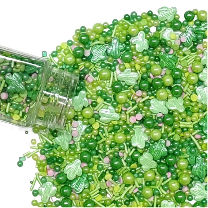 Edible Cactus Sprinkles for Cake Decorating, St Patrick's Day Green Sprinkle for Baking Cake Cupcake Toppers Cookie Ice Cream Donut Decoration 95g/3.35oz