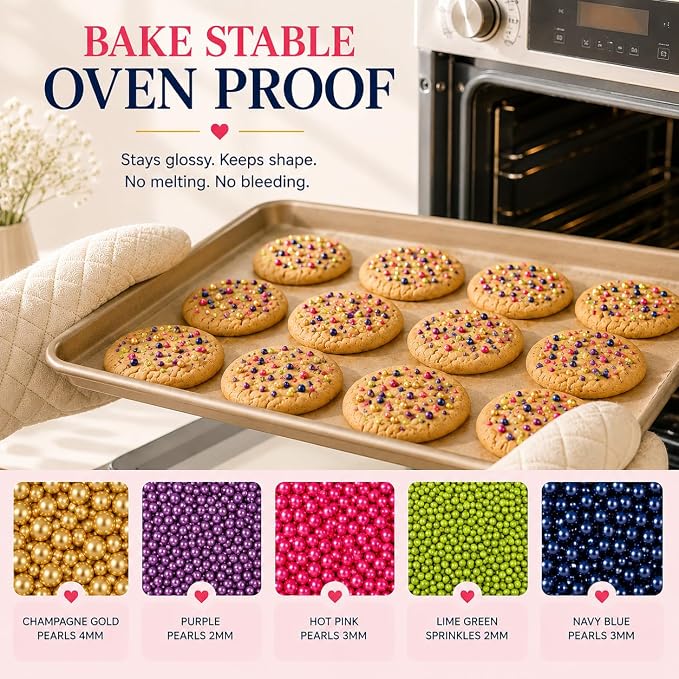 Confect Pearl Sprinkles | Pack of 5 Tropical Tea Party Disco Ball Sprinkles | Mix Golden, Purple, Neon Pink, Lime Green & Navy Blue Pearl Dragees - Vegan, Gluten-Free, Nut-Free, Soy-Free, Dairy-Free, Palm Oil-Free, No Artificial Dyes - 5 Oz