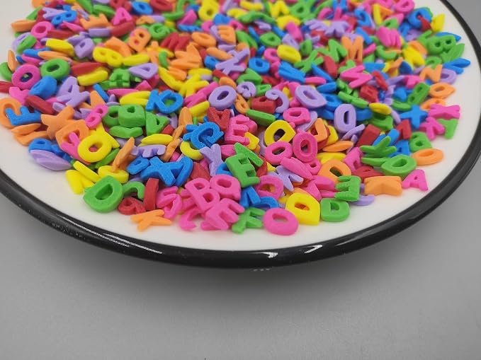 Colorful edible school enrollment Letters Sprinkles- Sugar decoration for the start of school - ABC alphabet figures for cakes and cupcakes Decorating, 2.5oz(Not including a full alphabet set)