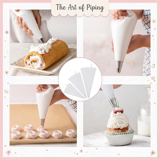 3 Pack Reusable Pastry Piping Bags, Canvas Cake Decorating Bags | White Cloth Frosting Bag Icing Piping Bag DecoratingBag in 3 Sizes -14, 16,18 Inch (White)
