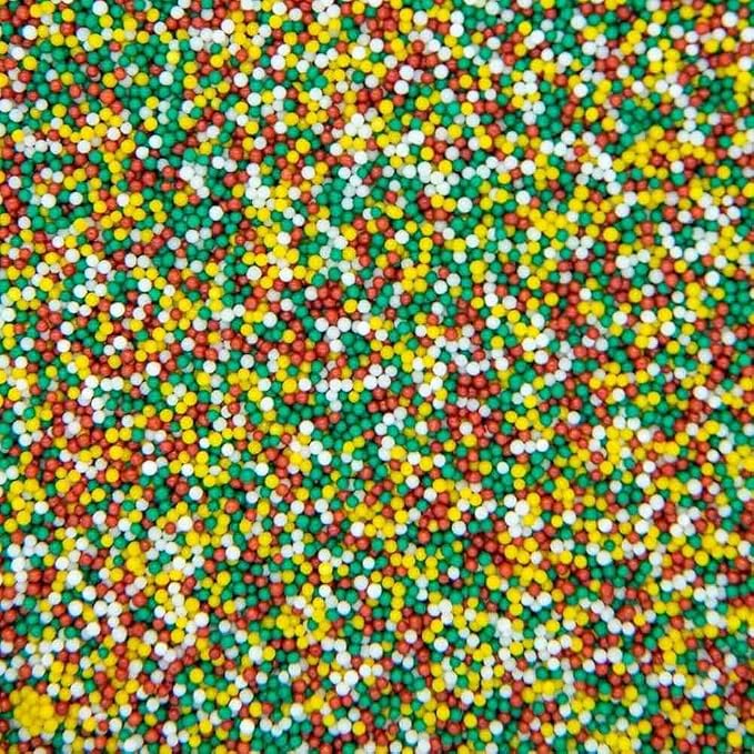 Fiesta Nonpareils Sprinkles for Cake, Cookie, Cupcake Decorating, and Baking - Fun Edible Cake Sprinkles and Toppings in Red, Green, Yellow, and White Nonpareils Sprinkles for Cinco de Mayo Cookies