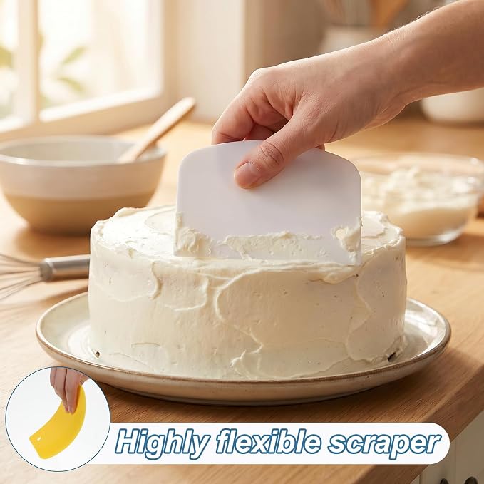 5 Pcs Dough Scraper Flexible Bench Scraper Plastic Bowl Scrapers Multifunctional for Sourdough Bread Dough Cake Baking