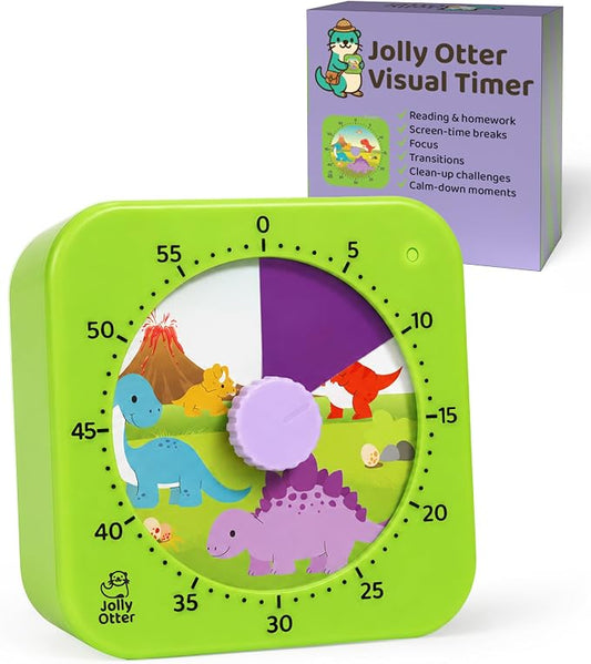 Visual Timer for Kids - The Perfect Kids Timer Visual Aid for Classroom, Home & Desk Use - Great for Study, Productivity, Toddlers Shower & Potty Training Time 60 Minute Countdown Timers (Dinosaur)