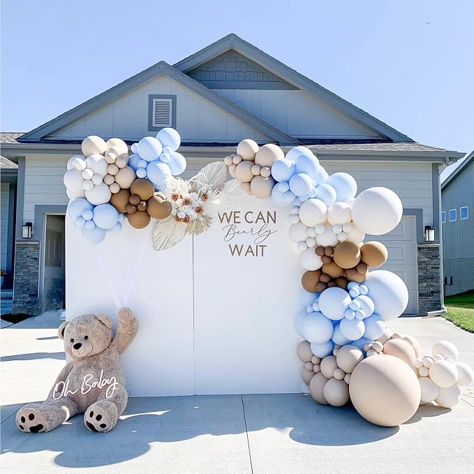 Voircoloria 130pcs Light Blue Balloons Different Sizes 18" 12" 10" 5" Baby Blue Balloons for Boys Girls Birthday Baby Shower Gender Reveal Wedding Children's Day Decorations