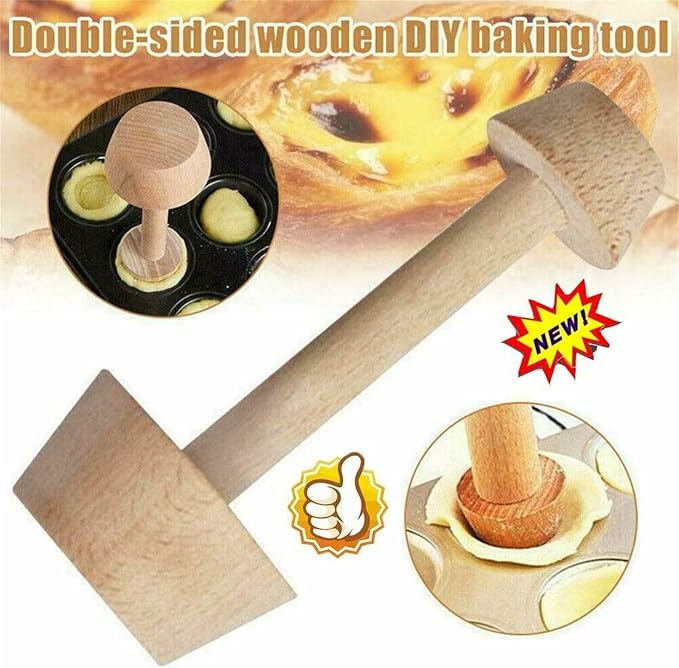 Tart Tamper Pastry Tamper Double Side Wooden Egg Tart Tamper Mold DIY Cake Pastry Pusher for Kitchen Party Baking Tools, Tart and Quiche Pans Accessories