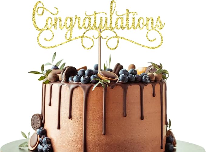 Congratulations Cake Topper, Class of 2026 Cake Topper, Congrats Grad Party Decorations Supplies, High School Graduation/College Graduate Party Decoration Supplies (Gold)