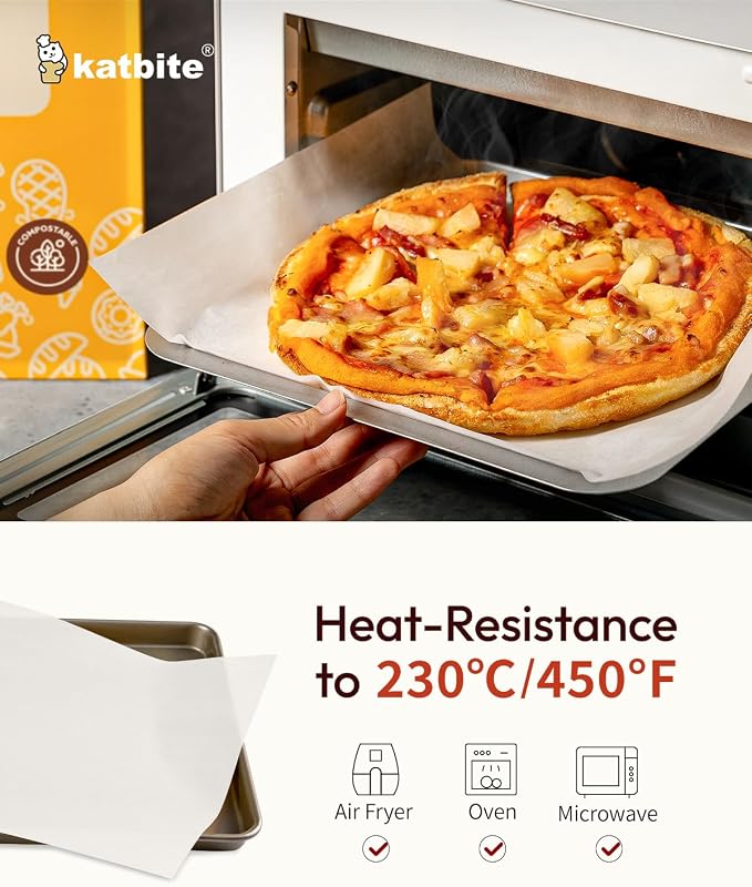 Katbite 75Pcs White Parchment Paper Sheets 12x16IN, Pre-Cut Heavy Duty Parchment Baking Paper, Non-Stick Half Sheet White Baking Parchment Paper for Air Fryer, Baking Cookie Pans [Extra Strong Series]