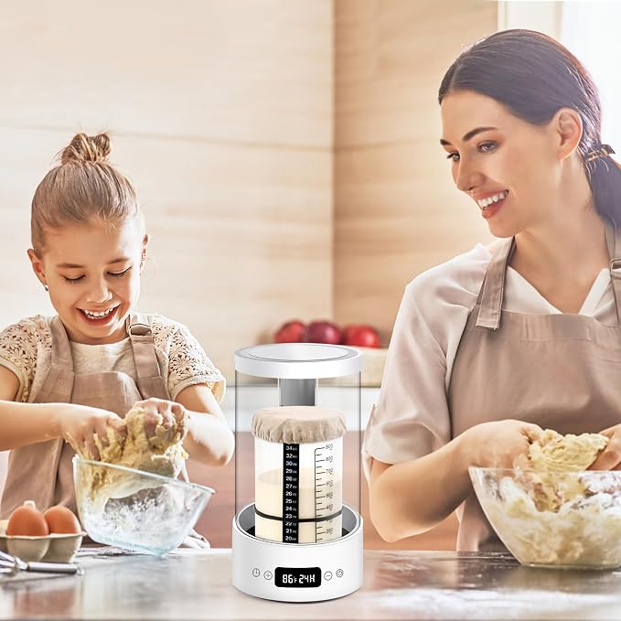 Sourdough Starter Warmer Home Incubator - Upgraded Sour Dough Warmer Box with Double Heating Plates and Warming Dome, 70-100°F Precise 1°F Thermostat, 24H Timer Fermentation Sourdough Heater Mat Tool