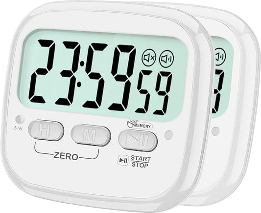 AyayaBoss 2-Pack Magnetic Kitchen Timers for Cooking, Digital Stop Watch Countdown Timer for Kids, Teachers, Classroom, Office, Exercise - Battery Included