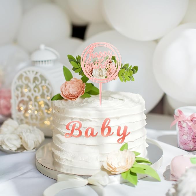 Teenyyou 68 Pcs Acrylic Alphabet Number Cake Topper 0-9 Number and A-z Letters Personalized Cake Picks Decor DIY Name Cupcake Toppers Graduation Wedding Baby Shower Party(Rose Gold)