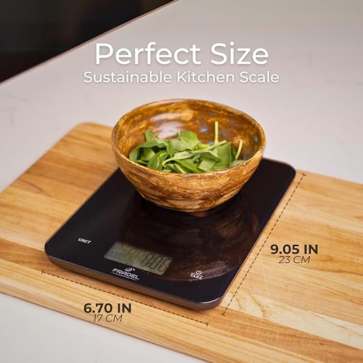 Fradel Solar Food Scale - No Batteries Required, 33lb, 1g Accuracy, Measures in Grams & Ounces