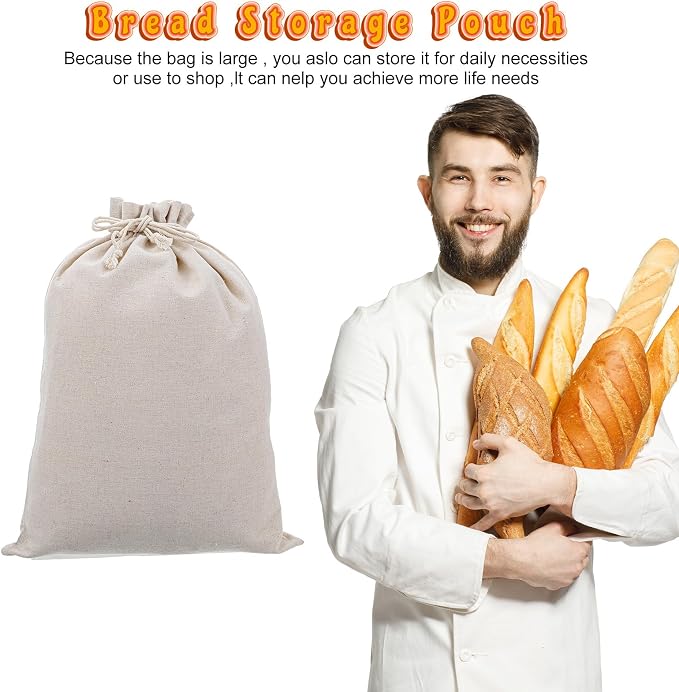 Ouligay 2 Pack Bread Bags Reusable Set Linen Drawstring Sourdough Bags for Homemade Bread Storage, Eco-Friendly & Durable, 15.75" x 11.81"
