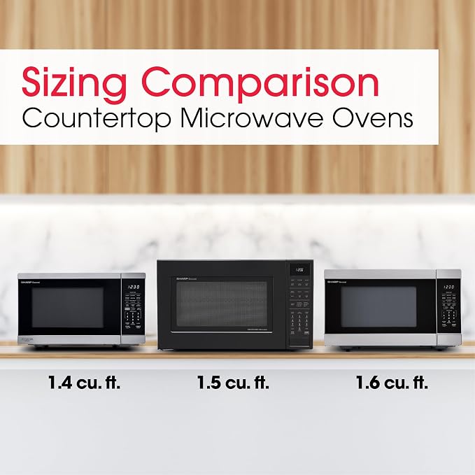 SHARP SMC1585KB Convection Countertop Microwave Oven with Removeable 15.4" Carousel Turntable, 1.5 Cubic Feet, 900 Watt, Sensor Cooking, Black