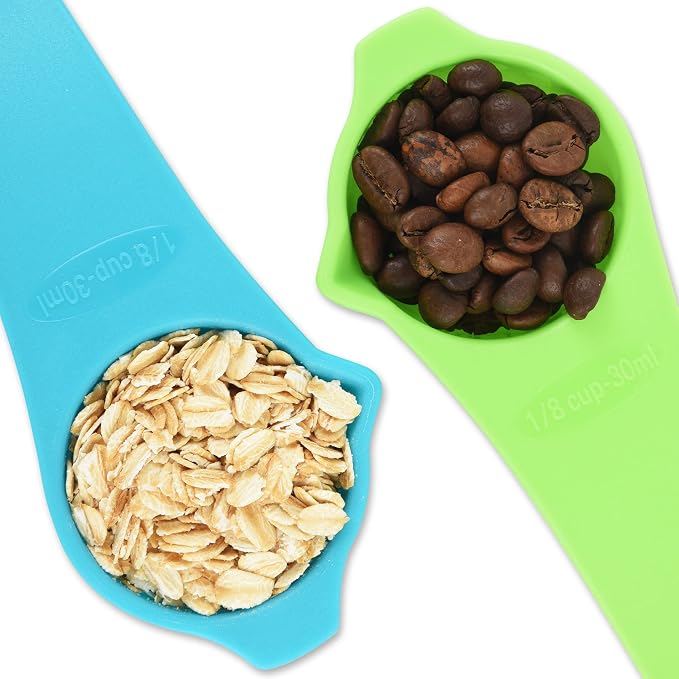Plastic Measuring Cups and Spoons Set 15, Dry Colorful Measuring cups, Stackable Rainbow Color 7 Measuring Cups and 7 Measuring Spoons with Leveler for Baking and Kitchen
