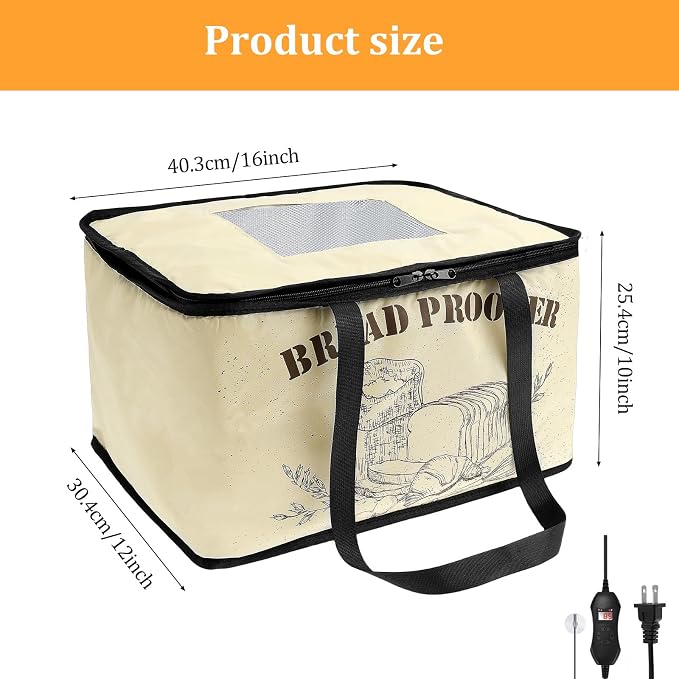 Folding Bread Proofing Box, Bread Proofer with 50-113℉ Temp Control and Timer, Dough Proofing Box with NTC Temperature Probe, Dough Proofer for Sourdough, Breads Baking, Pizza, Yogurt
