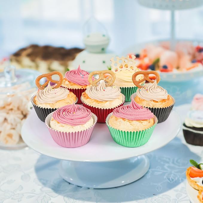 Caperci Pink Foil Cupcake Muffin Liners Standard Size Baking Cups 150-Pack - Premium Greaseproof & Sturdy