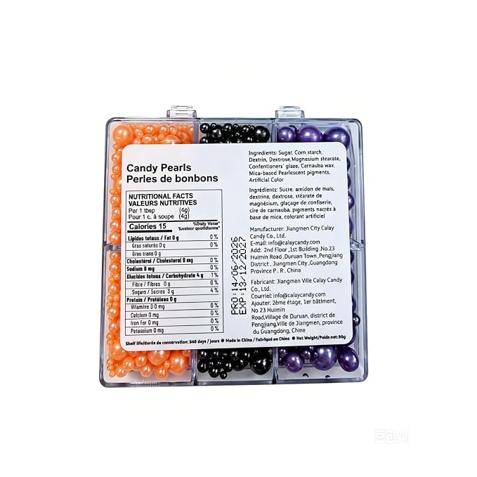 HeDeon&Rles Black Orange Purple Nonpareil Pearls Sprinkles for Baking Decorating 90g/3.17oz 4 Size Mix Edible Preals for Cake Cupcake Pancake Icing Decoration Independence Day Halloween Supplies