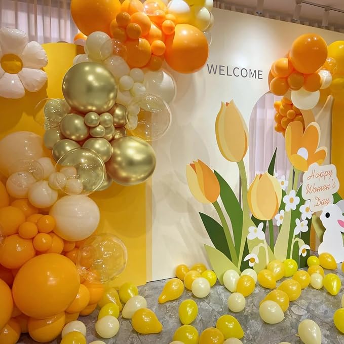 MEBAY Orange White Nude Gold Balloon Arch Kit, 166Pcs Dusty Orange White Sand Metallic Gold and Nude Balloons for Birthday Party Baby Shower Bridal Shower Wedding Decorations