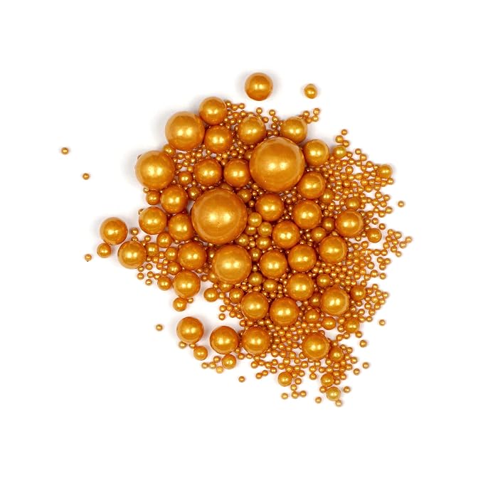 Gold Sprinkles Edible Pearls 4.58 oz, Gold Pearls For Cake Decorating