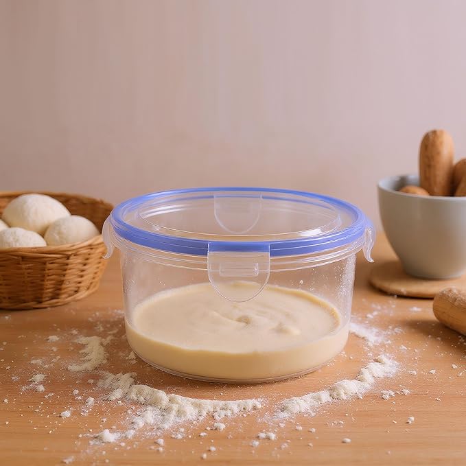 2Pack Dough Proofing Box,Stackable Sourdough Pizza Proofing Container with Airtight Lid,Large Capacity Bread Proofing,Round Dough Proofing Bucket for Family Size Dough Box(Clear)
