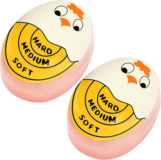 FOREV Egg Timer for Hard Boiled Eggs Soft Boiled Color Changing Indicator Tells When Eggs are Ready, Yellow 2pcs