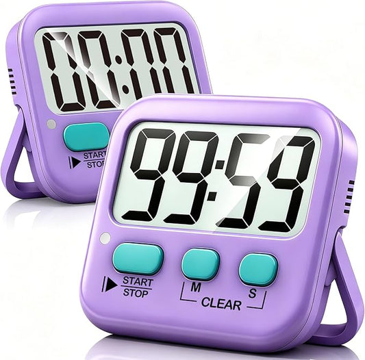 Antonki 2 Pack Digital Timer for Kids, Magnetic Countdown Kitchen Timers for Cooking, Egg, Classroom, Teacher, Exercise, Study, Oven - Battery Included