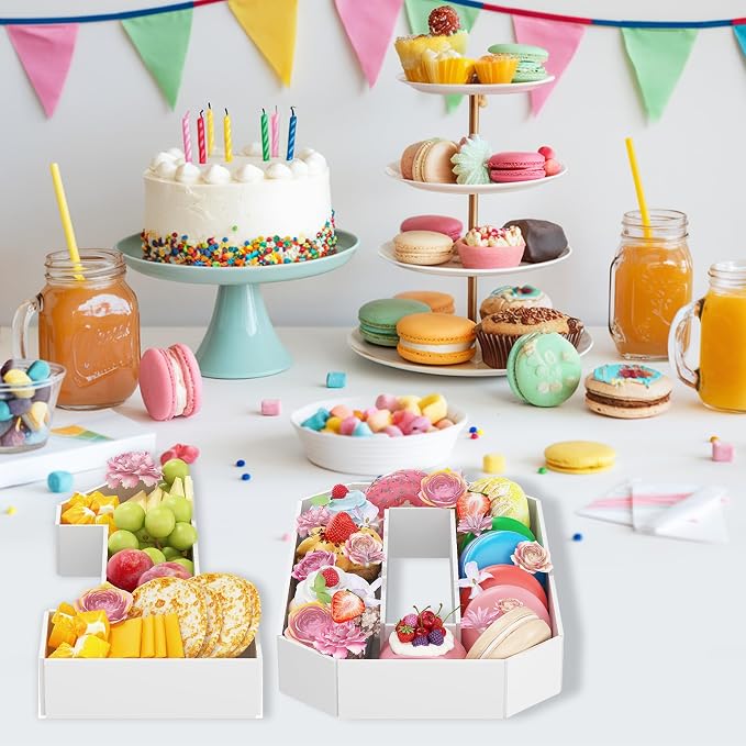 HILAVO Cardboard Number for Charcuterie, 13.7" Cardboard Number 10 Fillable Number for Food Paper Mache Number Boxes for Cupcake Sweet Candy 10th Birthday Anniversary Party Decorations