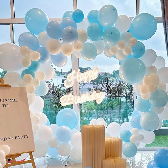 Voircoloria 130pcs Pale Aqua Balloons Different Sizes 18" 12" 10" 5" Aqua Blue Latex Balloon Garland Arch Kit for Birthday Baby Shower Graduation Wedding Gender Reveal Anniversary Party Decorations