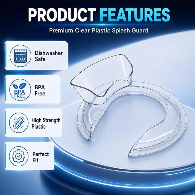 Stainless Steel Pouring Chute with Splash Guard Bowl Lid Combo, Replacement Accessories Fit KitchenAid 4.5-5 Quart Tilt Head Stand Mixer,Anti-Spill Bowl Cover & No-Mess Pour Guide Mixer Attachments
