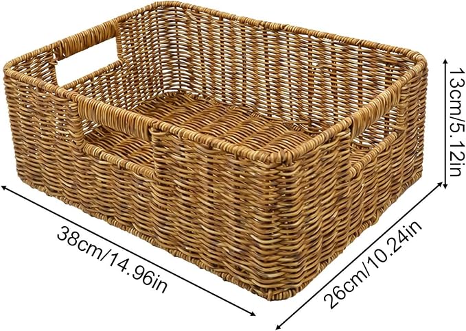 Rattan Basket, Waterproof And Sturdy Built, 38x26x13cm, Weaving Laundry Organizer, Rattan Storage Basket, Portable And Lightweight, For Laundry Rooms, Bathrooms, Bedrooms, Or Kitchens Use