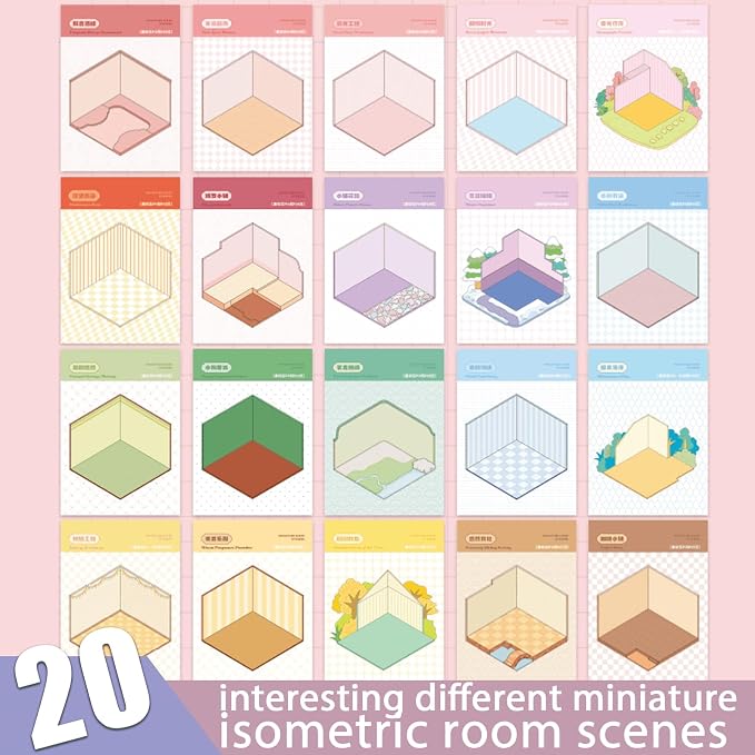 20 in 1 DIY Sticker Book for Adults,Book Stickers 3D Sticker Therapy 3D Scenes,Scene Stickers Include Bakeries, Coffee Shops, Burger Joints, Restaurants
