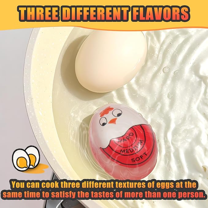 Egg Timer for Hard Boiled Eggs Soft Boiled Color Changing Indicator Tells When Eggs are Ready, Red 2pcs