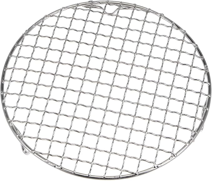 HARFINGTON Round Cooking Rack 8-inch 201 Stainless Steel Cross Wire Barbecue Grill Net with 20mm Legs for Cooking Baking Steaming BBQ