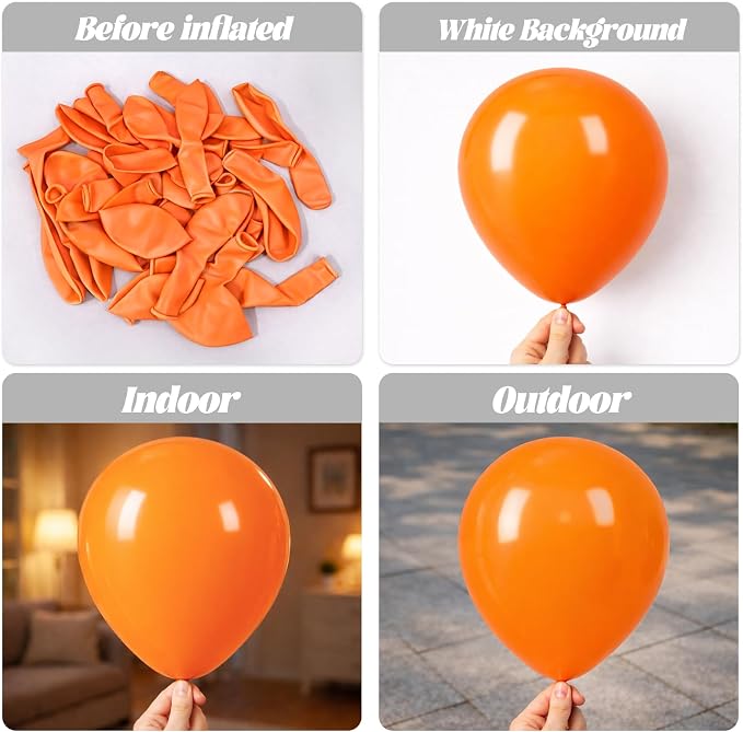 Voircoloria 110pcs Orange Balloons 12inch Burnt Orange Latex Party Balloons for Thanksgiving Day, Fall Theme Party, Wedding, Birthday, Halloween, Baby Shower, Anniversary Party Decorations
