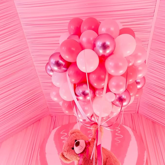 Voircoloria 105pcs Hot Pink Balloons 12inch Dark Pink Balloons for Birthday Graduation Baby Shower Wedding Anniversary Princess Theme Party Valentine's Day Decorations